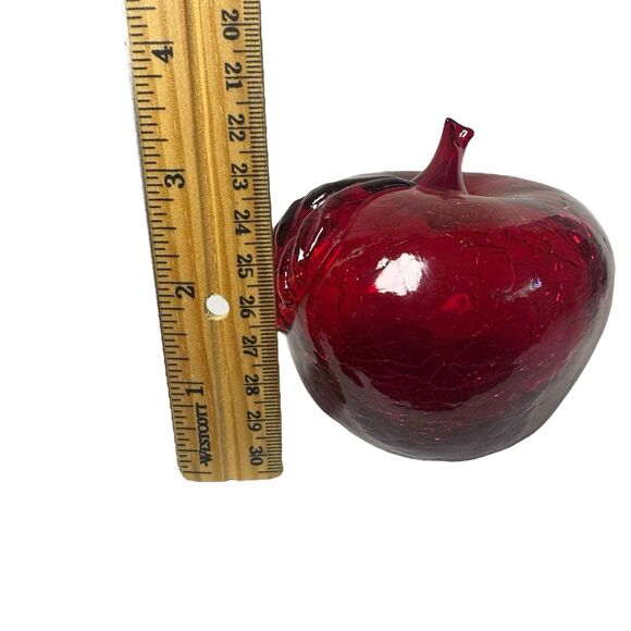 Vintage Blown Art Glass Apple Crackle Faux Fruit Home Table Decor - Picture 13 of 14